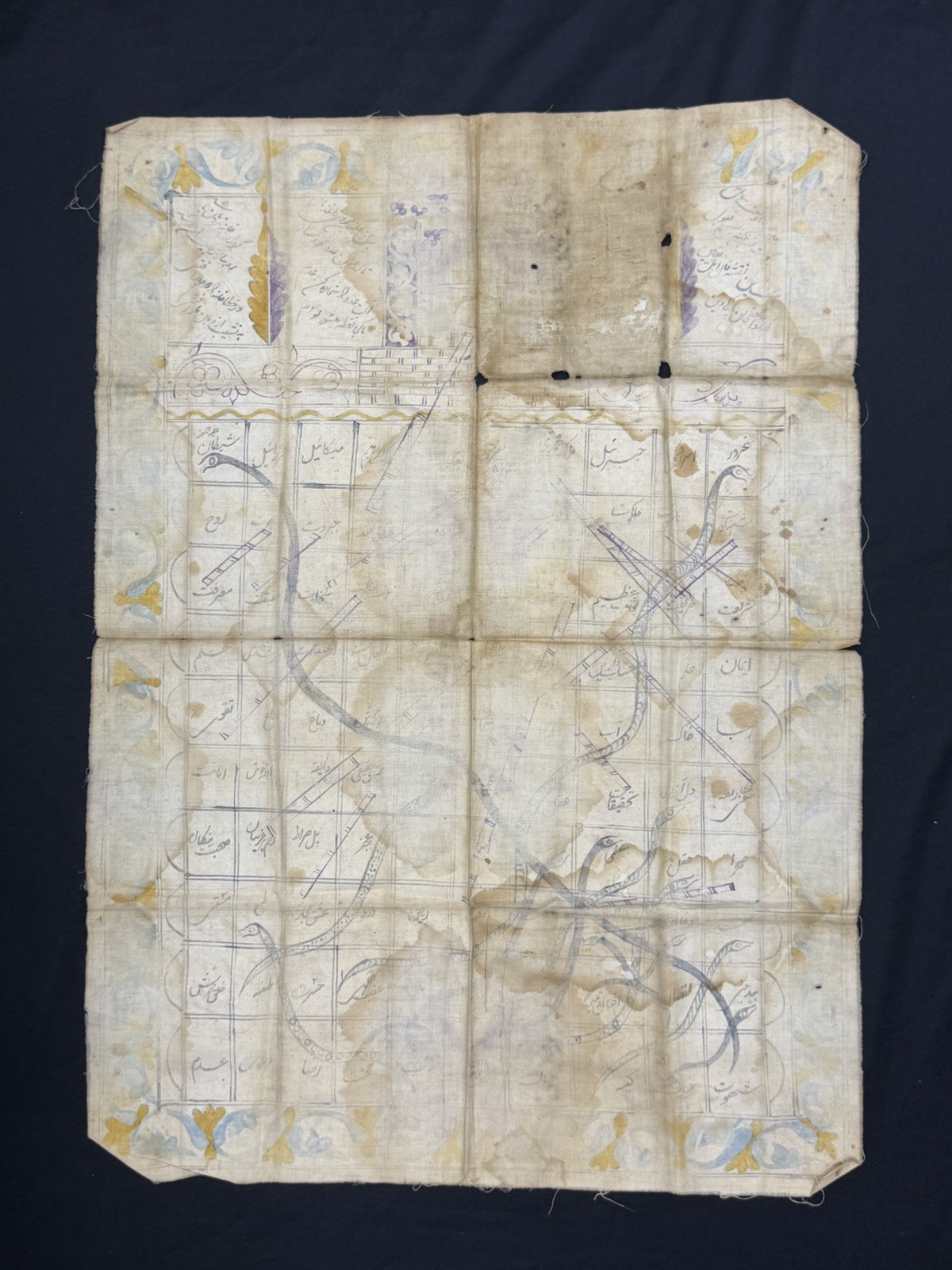 Islamic Talismanic Manuscript Textile with Angel Names Serpent Motifs Spiritual 