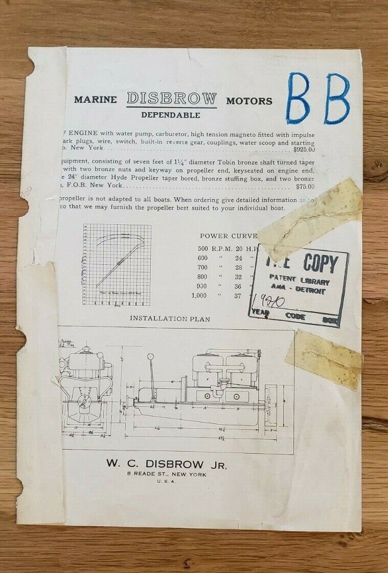 1920 Disbrow Marine Sales Folder