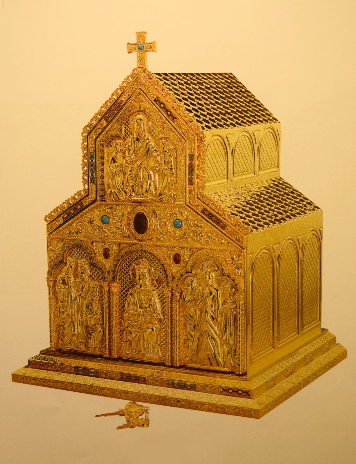 + Ornate Romanesque Tabernacle + All Goldplated + 35 1/2