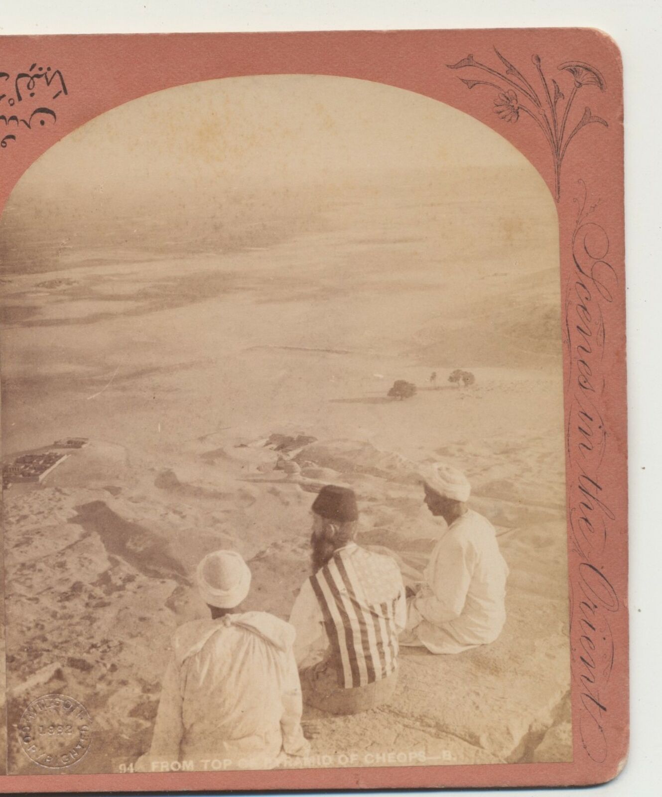 Men top of Pyramid of Cheops Egypt Wilson Scenes in the Orient Stereoview 1882