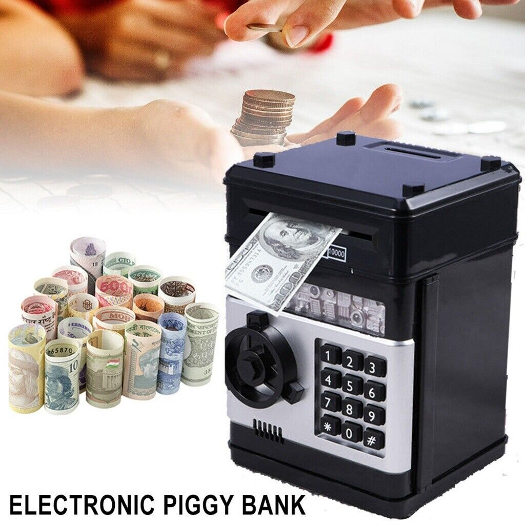 Electronic Piggy Bank ATM Password Money Box Cash Coins Saving Automatic Deposit