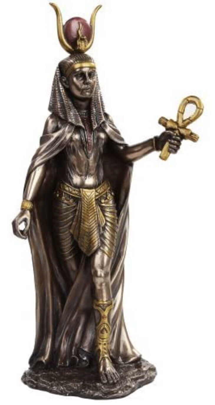 11 Inch Egyptian Hathor Mythological Goddess Bronze Finish Figurine