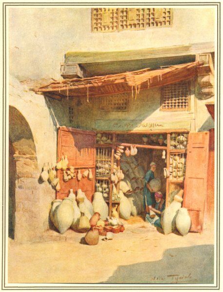EGYPT.Edfu & Quarries of Gebel el-Silsila.Pottery Bazaar in a Nile village 1912