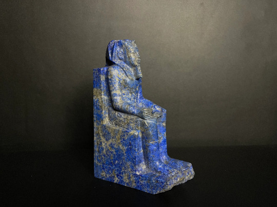 Lapis lazuli Statue of King KHAFRE Sitting with the Falcon on his Head