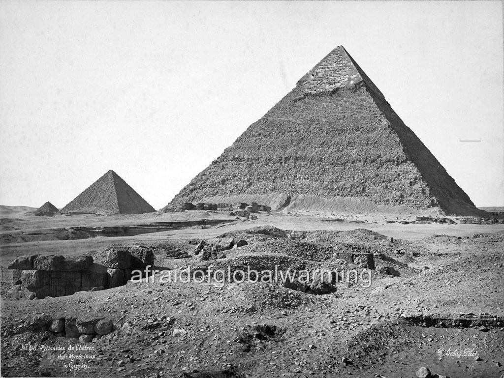 Photo. ca 1874. Egypt. Pyramids of Khafre and Menkaure
