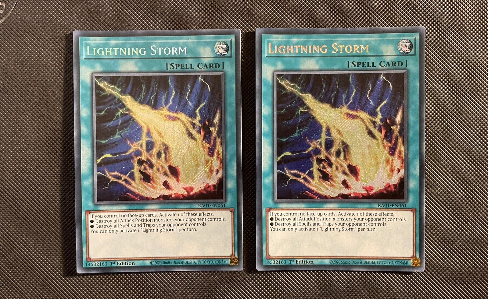 RA01-EN061 1st Edition Lightning Storm (Secret Rare) x2