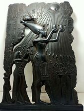 RARE ANTIQUE ANCIENT EGYPTIAN Stela King Akhenaten Nefertiti Worship Sun 1830 Bc picture