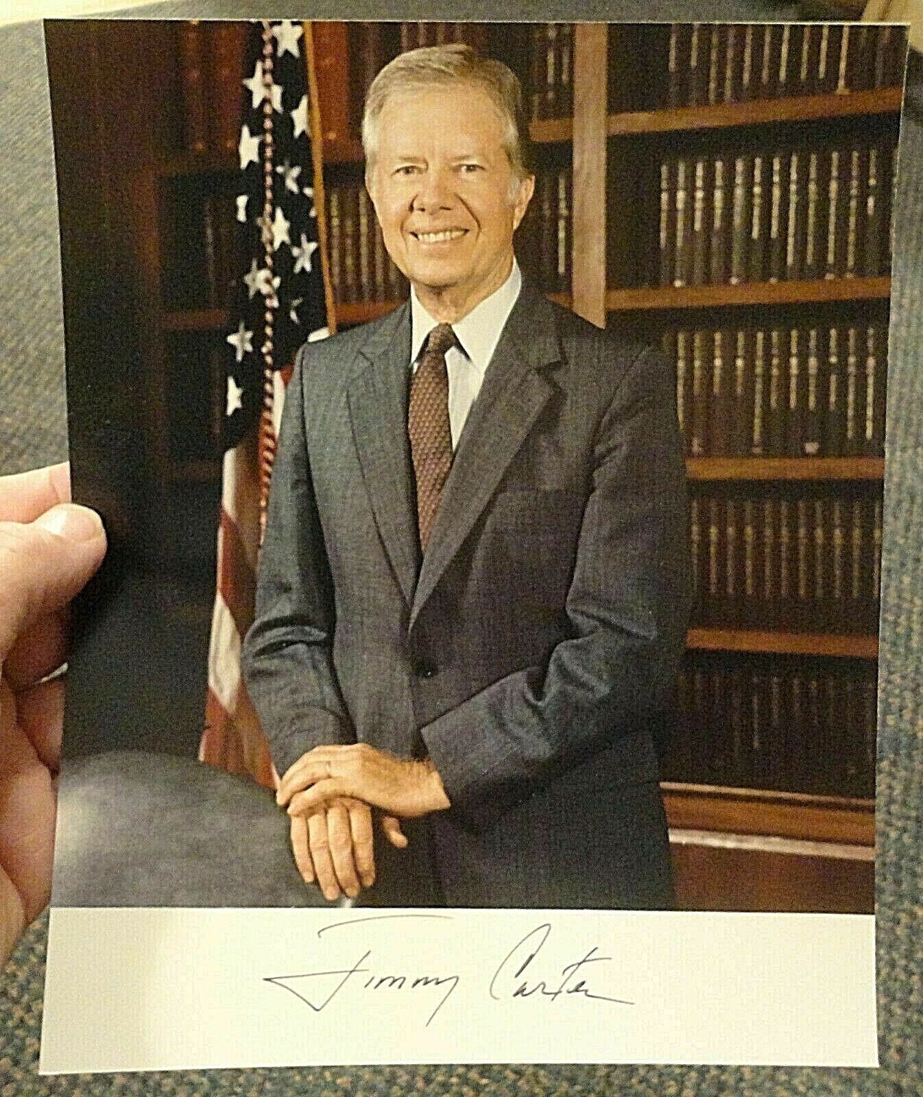 Beautiful, President Jimmy Carter Signed Color Photograph, Circa 1984, Mint 