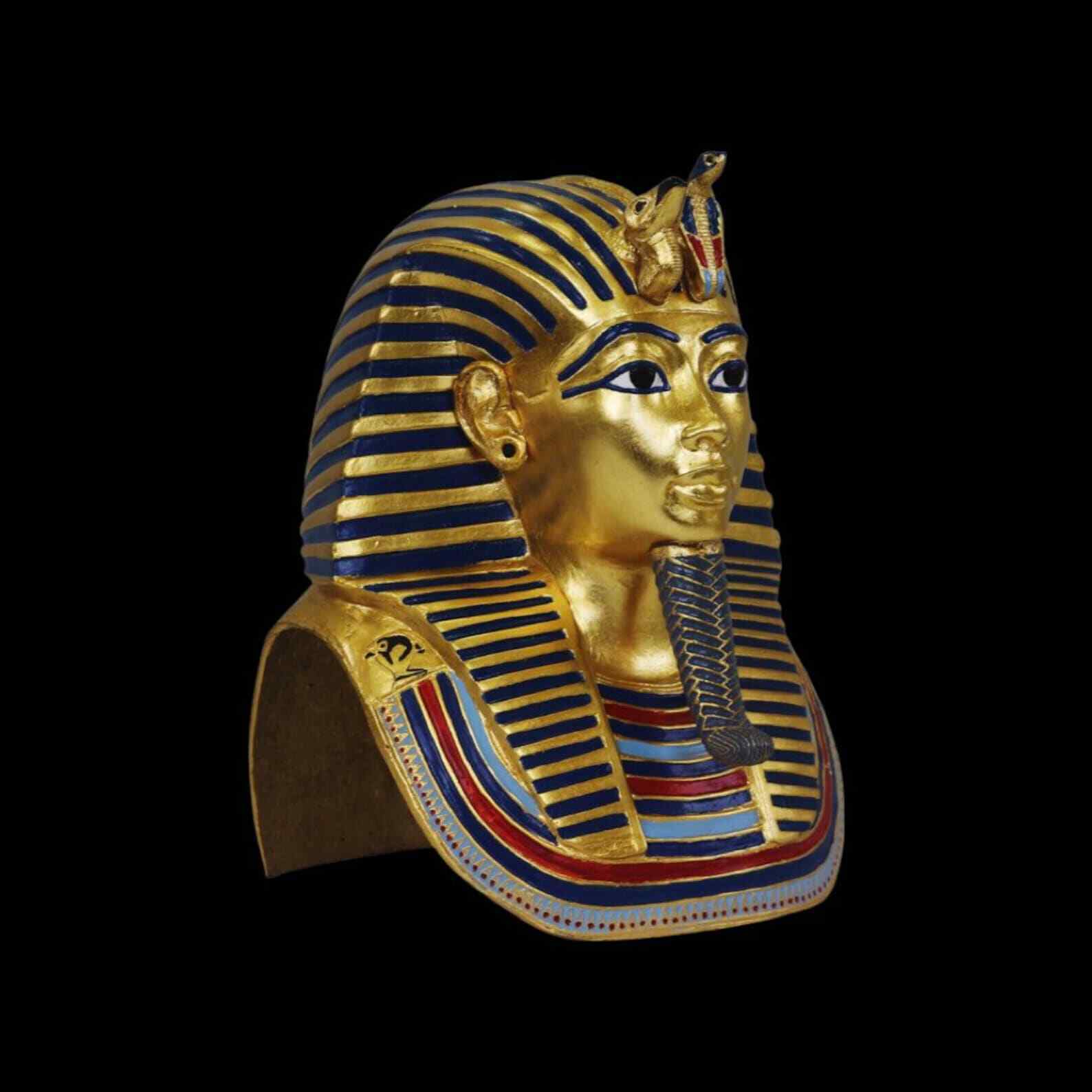 Unique Ancient Egyptian Musk of King Tutankhamun Replica Gold Color Hand Painted