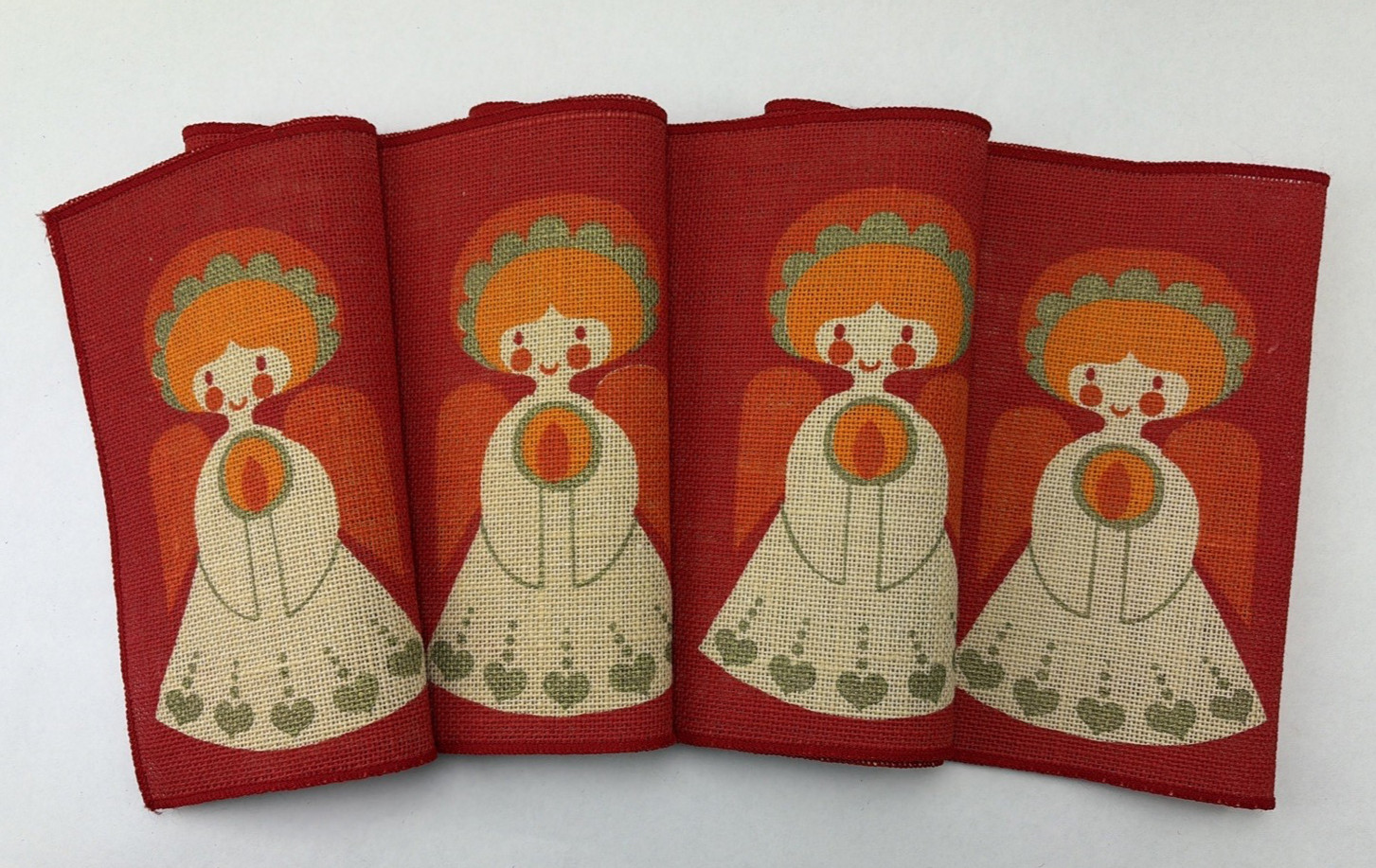Vintage MCM SØDAHL DESIGN Danish Textile Christmas Angels Table Runner 1970\'s