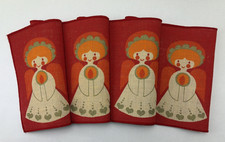 Vintage MCM SØDAHL DESIGN Danish Textile Christmas Angels Table Runner 1970's picture