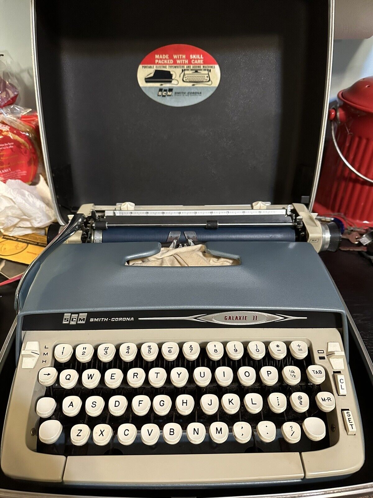 Smith-Corona Galaxie II Typewriter Manual/Case Jeweled Escapement Mid Century 