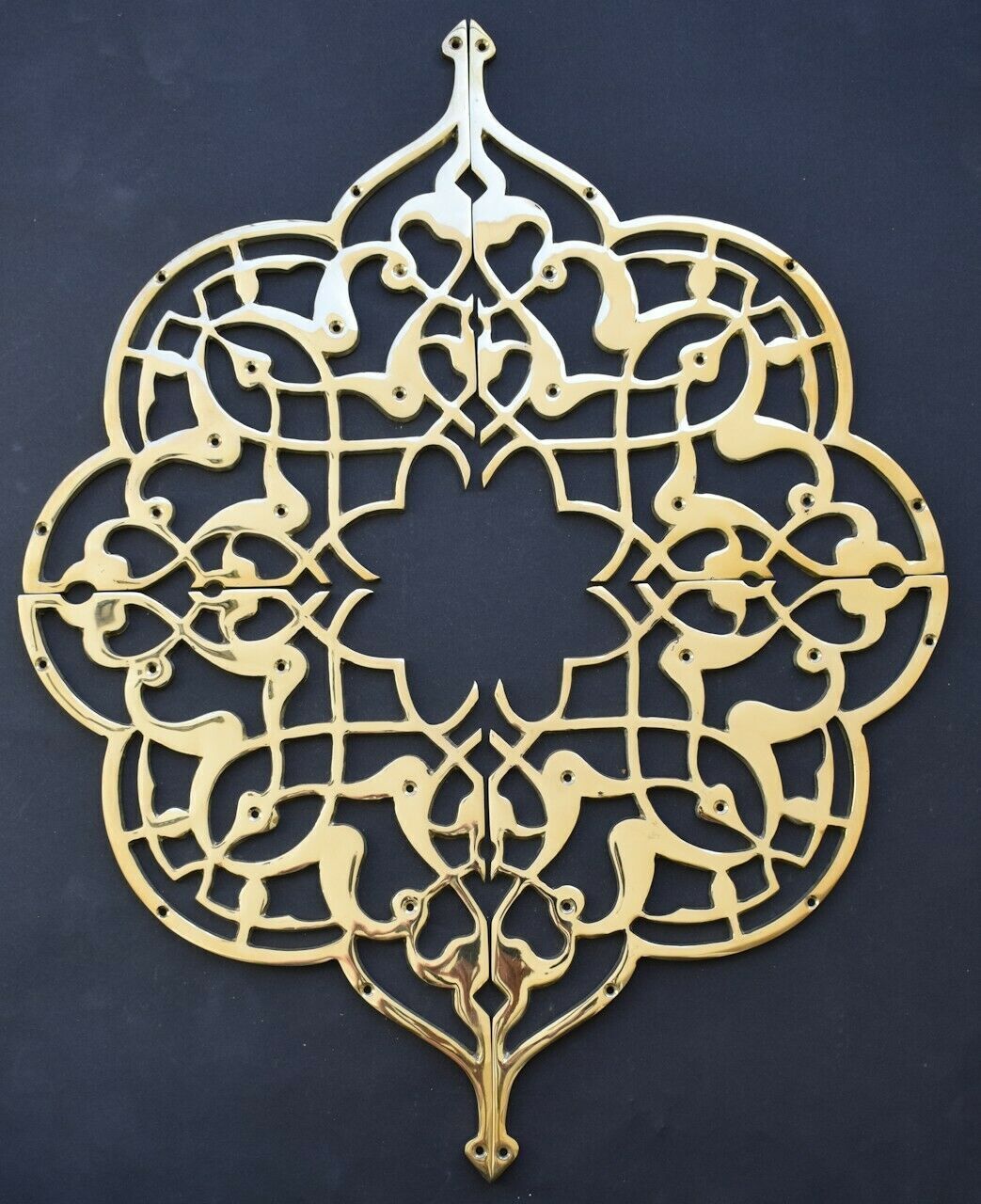 Egyptian Moroccan Spanish Islamic Middle Eastern Brass Door Ornament Medallion