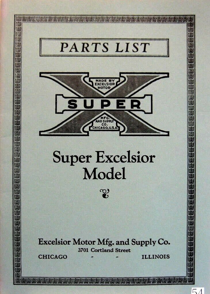 1925-1926 Super Excelsior Model Parts List Fully Illustrated With Part No\'s Pric