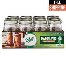 Ball 32Oz Wide Mouth Canning Mason Jar Lids, Bands Clear Glass Quart Jars 12/Box picture