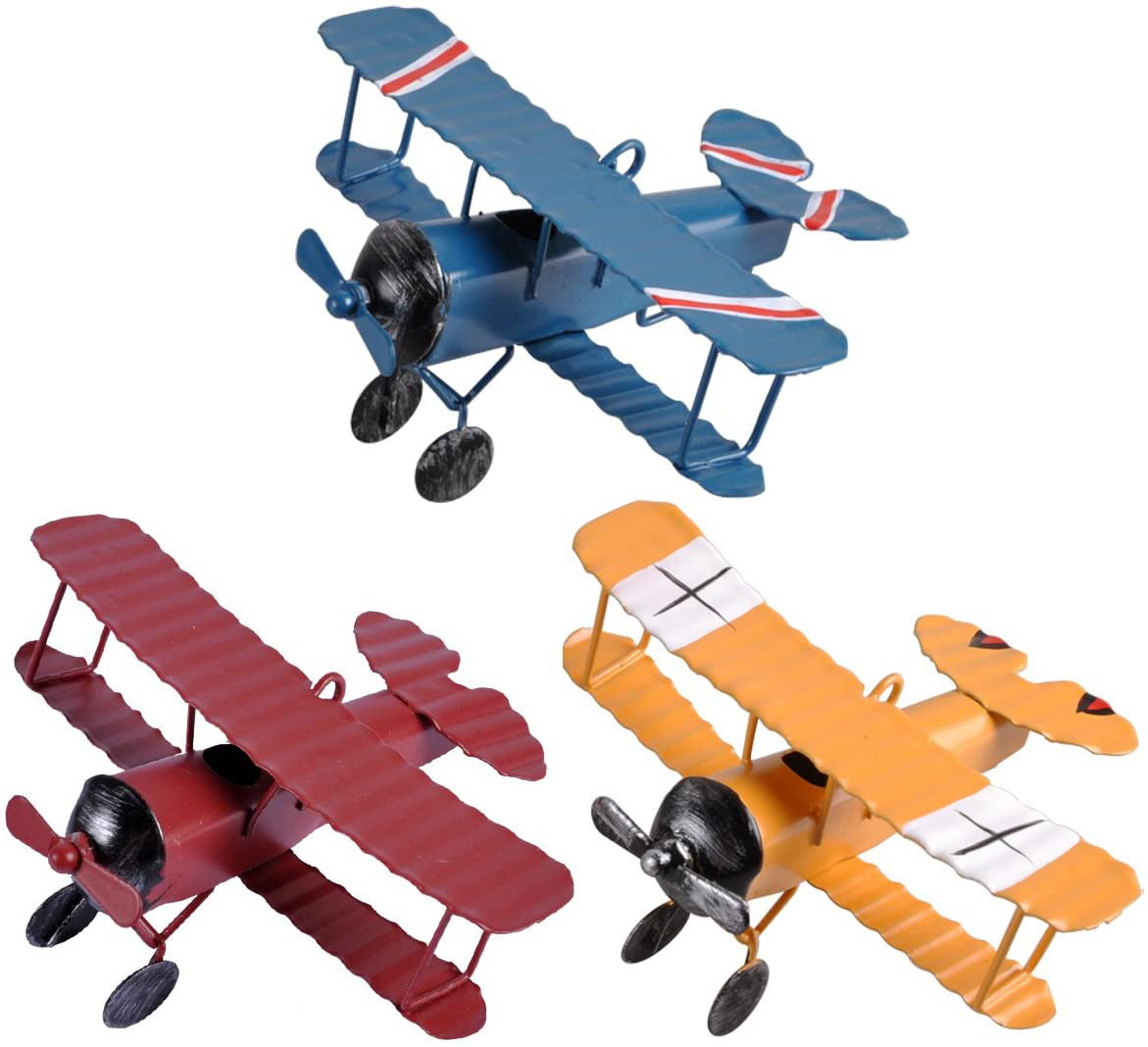 eZAKKA Airplane Decor Hanging Airplane Ornament Vintage Mini Metal Airplane Toys