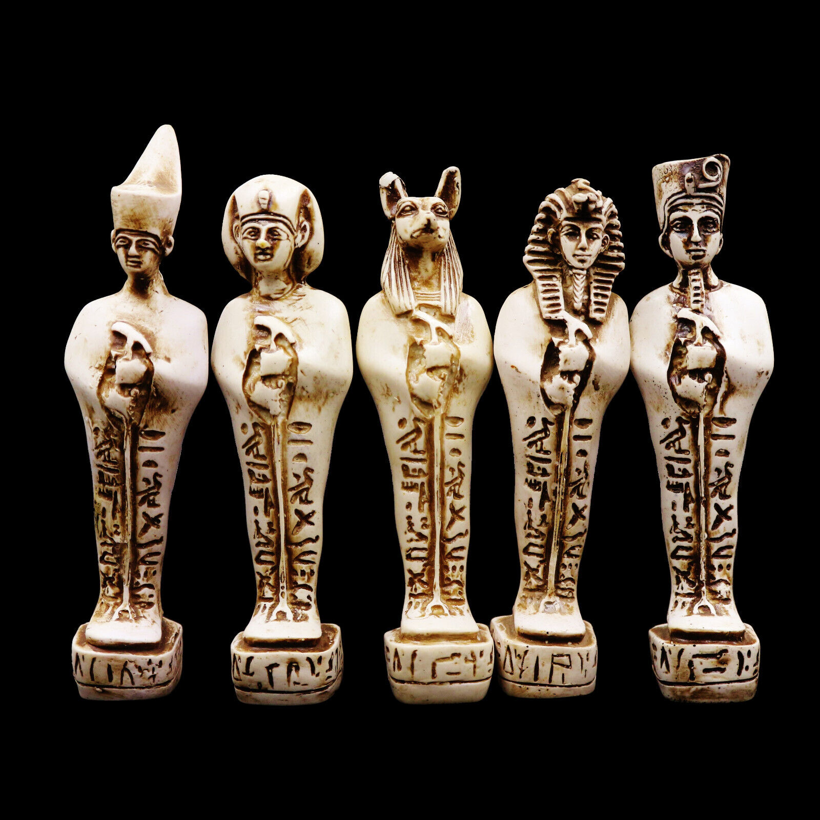 5 Amazing Antique Egyptian Statues Ancient King TUT,Anubis,Ramses II,Osiris,Ptah