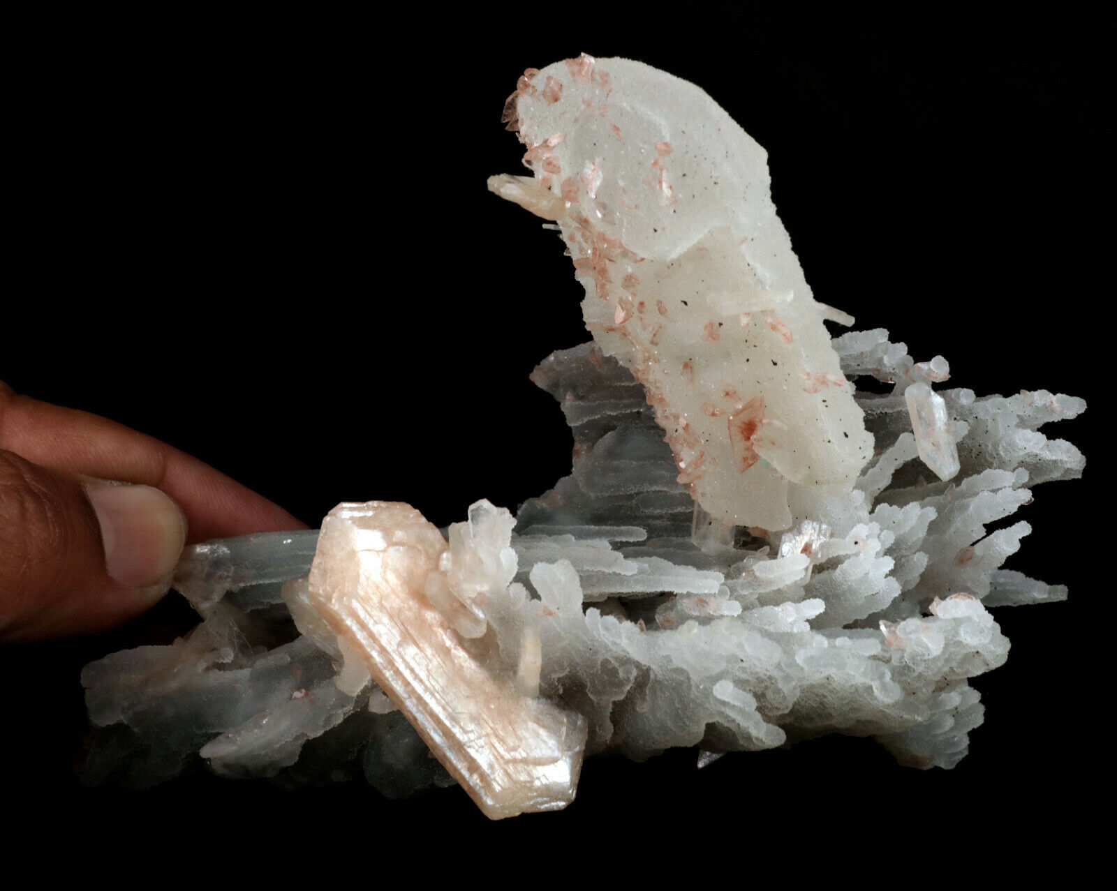 Calcite with Stilbite Heulandite on Chalcedony - #20T17