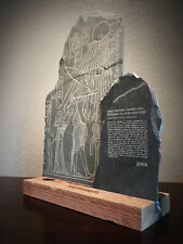 Egypt King Akhenaten Offering Famous Ancient Tablet Engraved on Lrg Black Slate picture