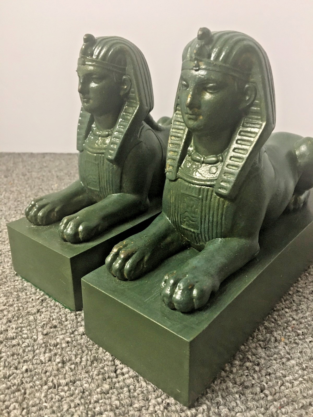 ANTIQUE BRADLEY AND HUBBARD BRONZE PAIR SPHINX BOOKENDS HEAVY