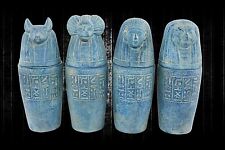 4 RARE ANCIENT EGYPTIAN ANTIQUE CANOPIC Jars Mummification Sons Of Horus (A10+) picture