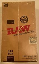 Raw 1.25 (1 1/4) Classic Rolling Paper Full Box 24 pk (50 per pk) Factory Sealed picture