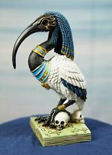 Egyptian God Ibis Headed Thoth White Flamingo Standing On Skull And Book Statue picture