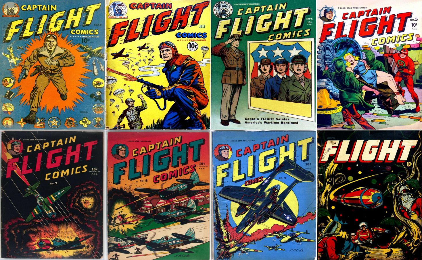 1944 - 1947 Captain Flight Comic Book Package - 9 eBooks on CD