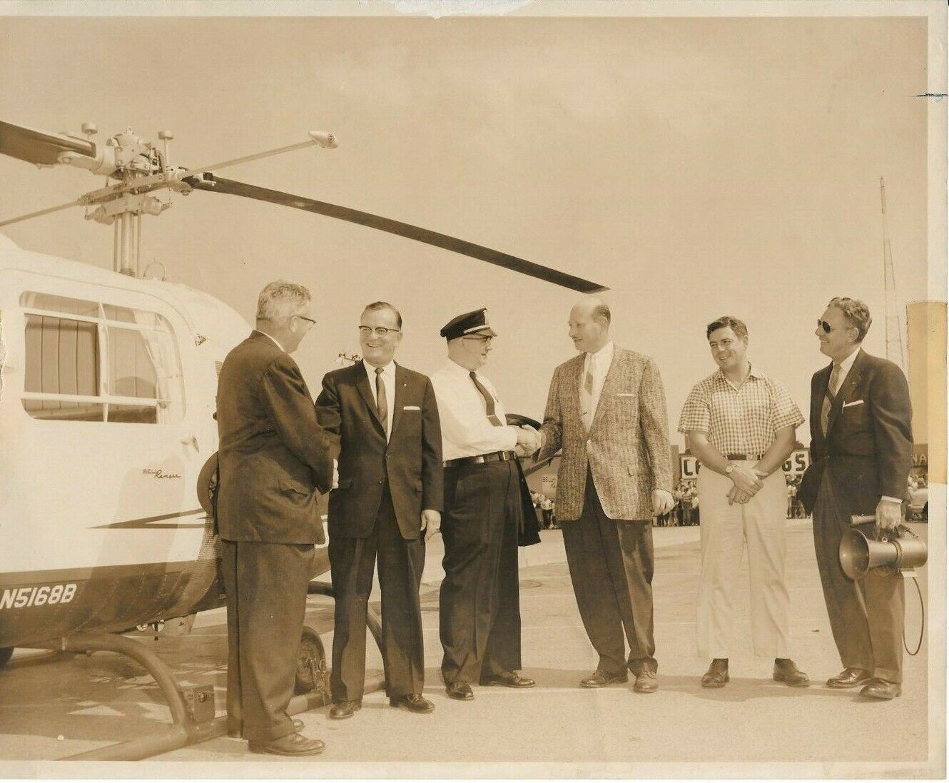 Vintage Original Photo - Politician Meets Men near Helicopter - Buffalo NY Area