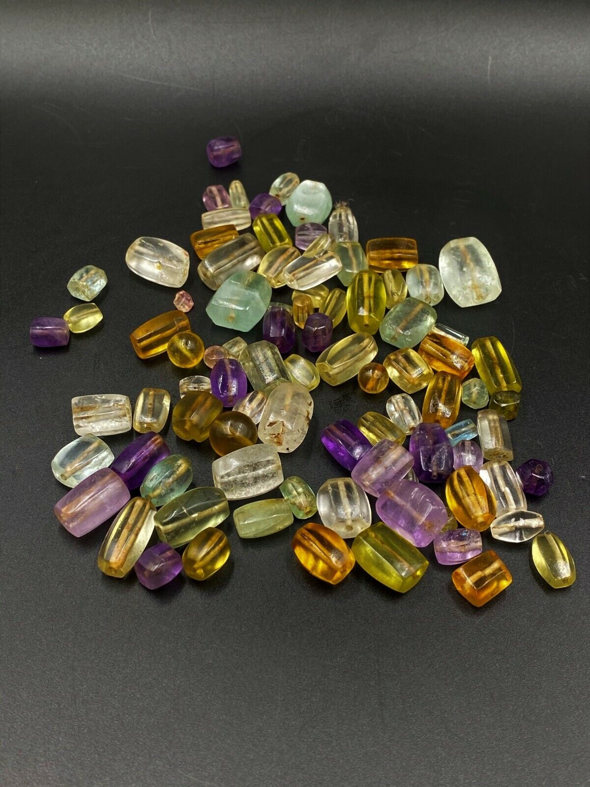 Old Crystals Amethyst Aquamarine Citrine Gems Quality Beads From Ancient Roman  