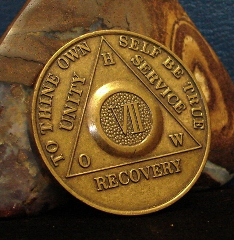 Alcoholics Anonymous 7 Year AA Bronze Medallion Coin Token Chip Sober Sobriety