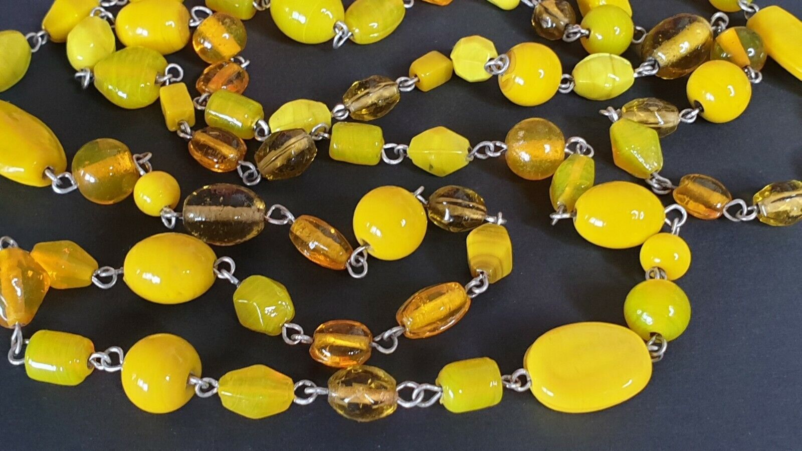 Asian Imported Costume Yellow Beaded Necklace …beautiful collection and accent p