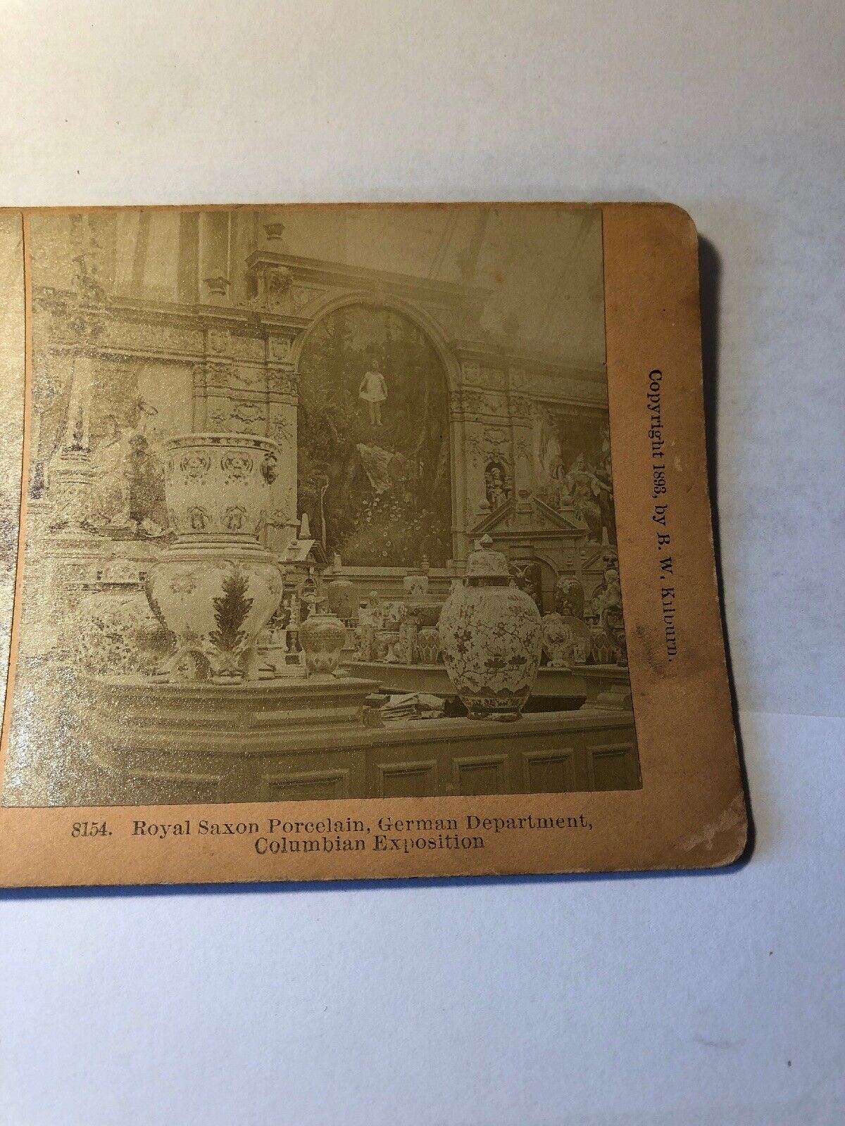 Vintage 1893 Stereoview Card Photo Royal Saxon Porcelain Columbia Exposition