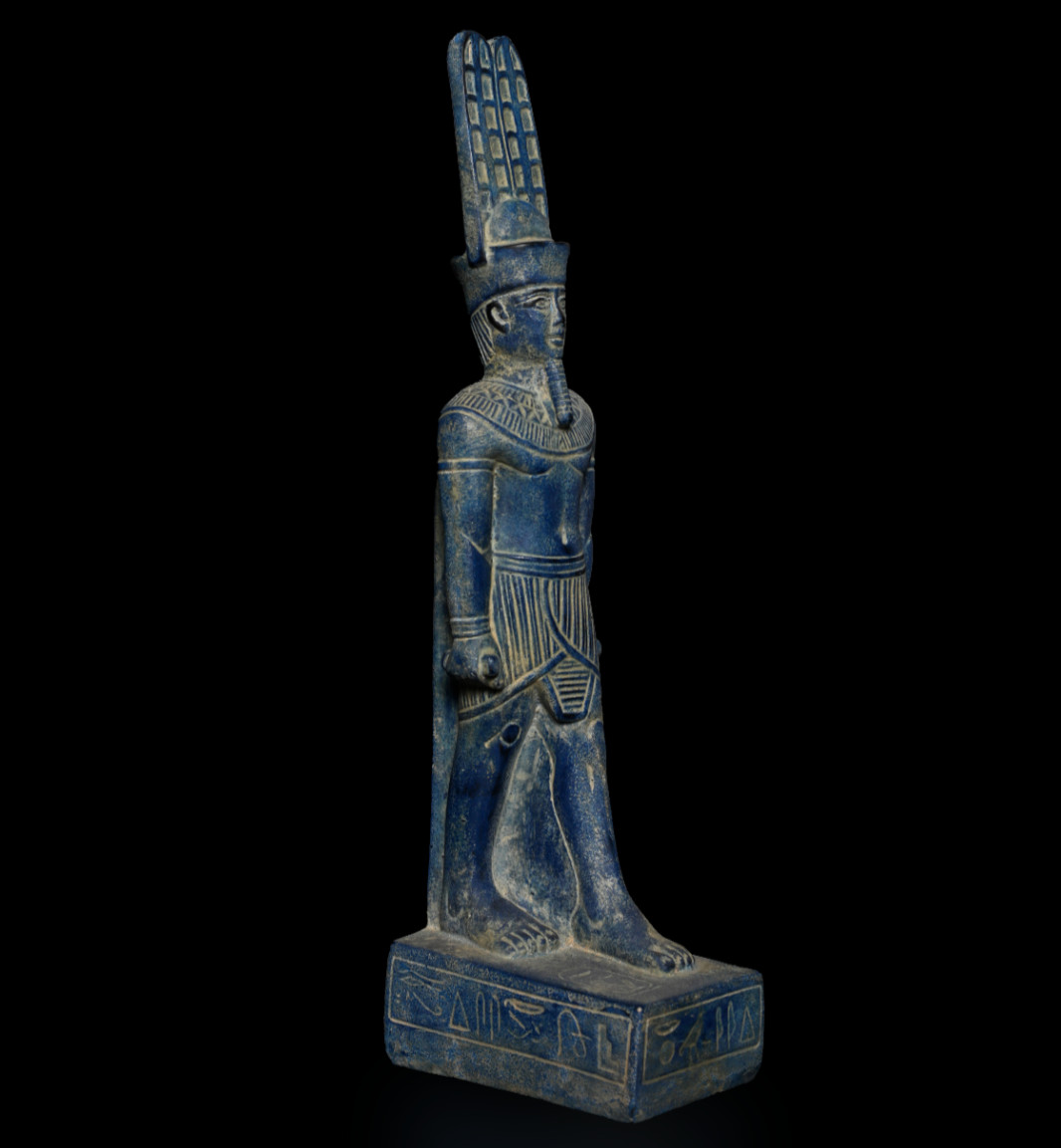 Ancient Egyptian Antiques Amun Statue Blue Faience Style God Artifact Figure BC