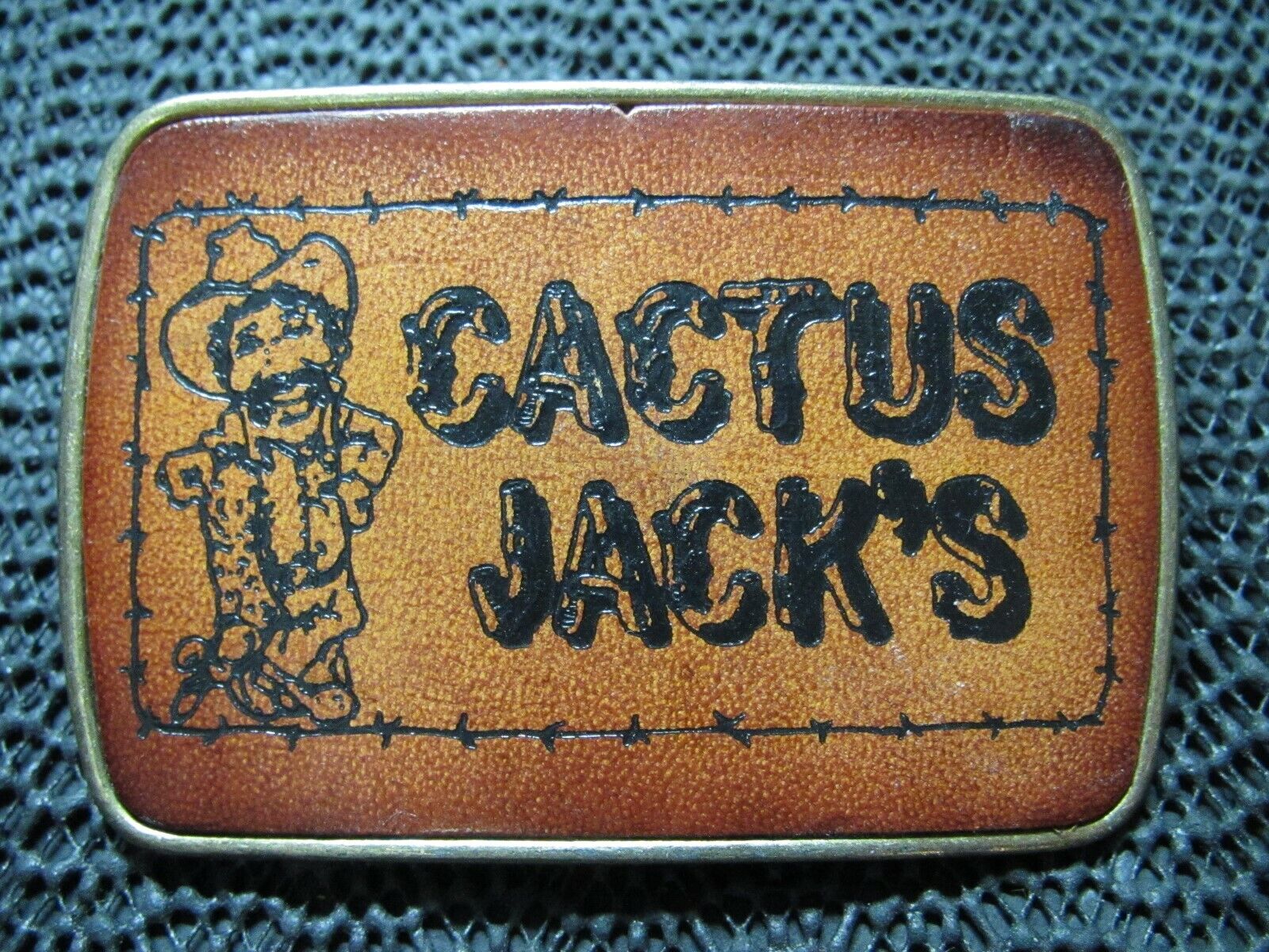 CACTUS JACK'S BAR & GRILL LEATHER BELT BUCKLE VINTAGE RARE PRE TRAVIS SCOTT 