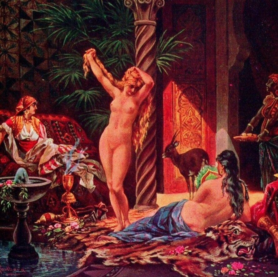 Vtg Postcard Cairo Egypt 1910s Nude Harem Scene Unused UNP
