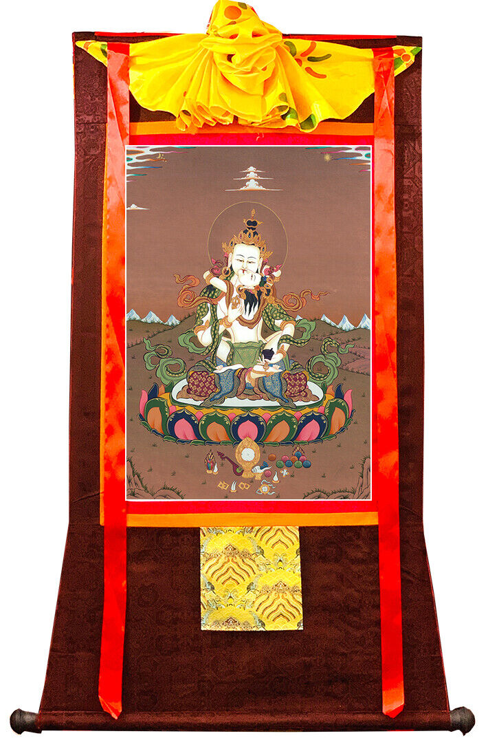 25 Inch Tibet Tangka Painting The Purification Buddha Vajrasattva With Consort
