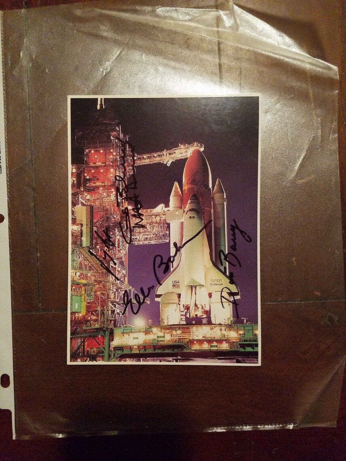 Multi-Signed NASA Challenger Postcard Bluford, Collins, Barry, Baker, Akers, Apt