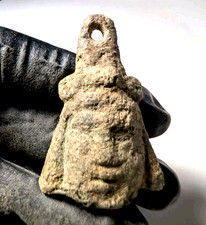 Ancient Roman Egyptian Bronze Isis Hathor Goddess Pendant 40mm Loop c. 100 BC picture