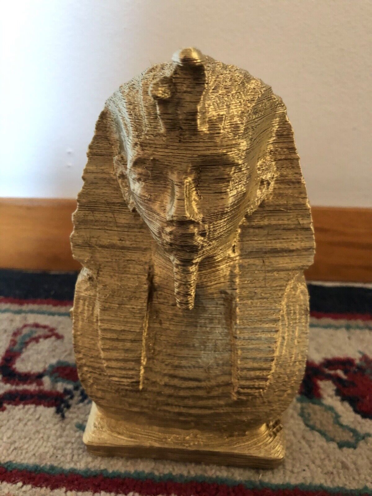 Ancient Egyptian Pharoah Figurine- RAMSES Painted in Gold LOOK 7 Inches tall