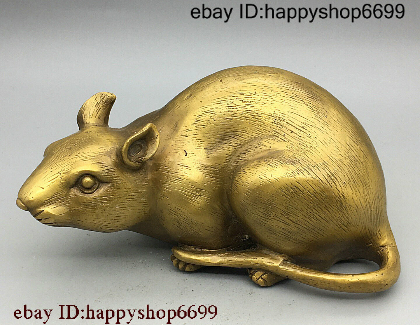 Collect China Dynasty Copper Bronze Fengshui 12 Zodiac Year Animal Mouse Statue