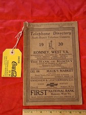 1929 Phone Directory Romney West Virginia WV South Branch Telephone Coke Cola picture