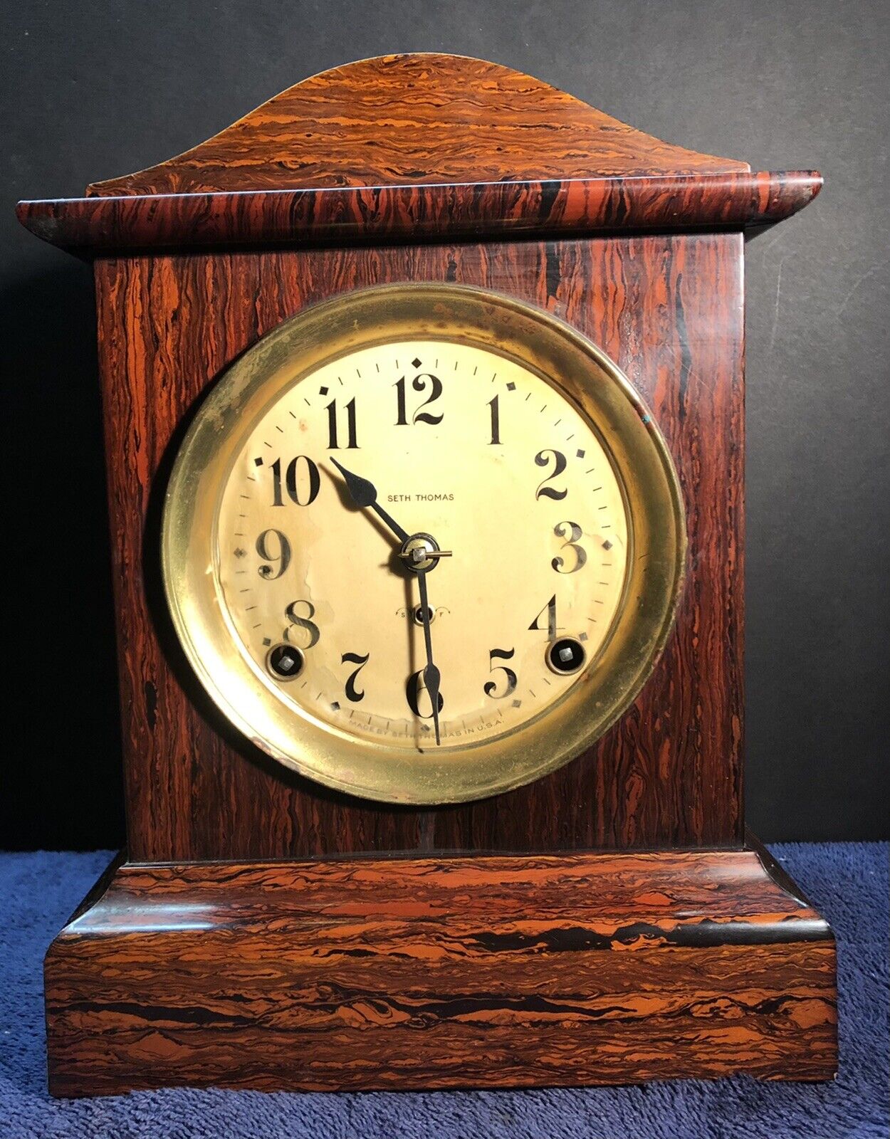 Antique Original Seth Thomas Adamantine Mantle Clock, Working, 1880