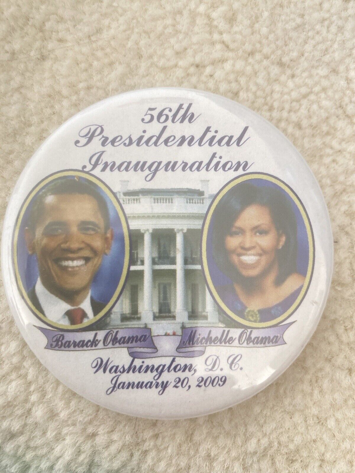 2008 BARACK MICHELLE OBAMA 2009 Presidential Inauguration 2” Pinback Button Pin
