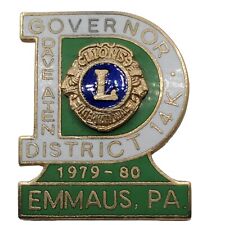 Lions Club Pin 1980 Emmaus Pennsylvania Governor Dave Aten Green LITPC picture