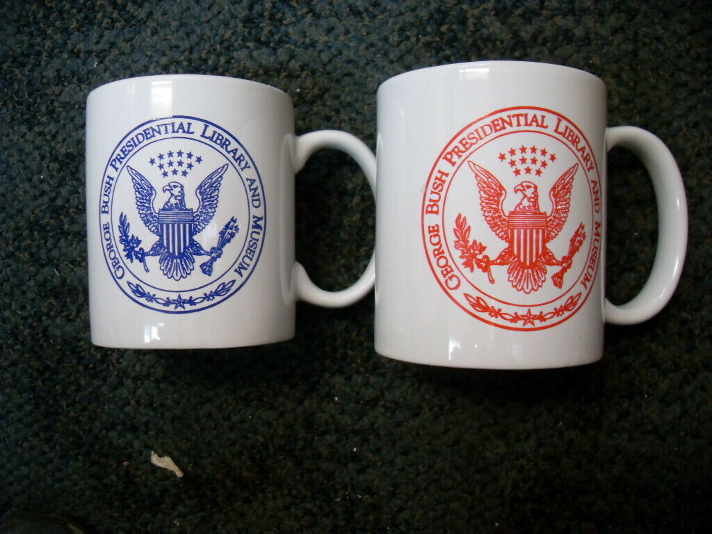 Set of 2 George Bush Presidential Library Foundation Coffee Mugs / Cups #3355