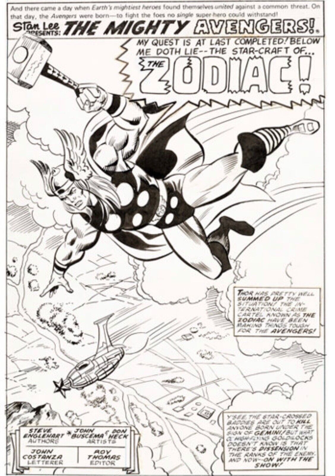 Original Splash Page Thor 1977 Steve Stiles & Mike Esposito Súper Spider Man UK