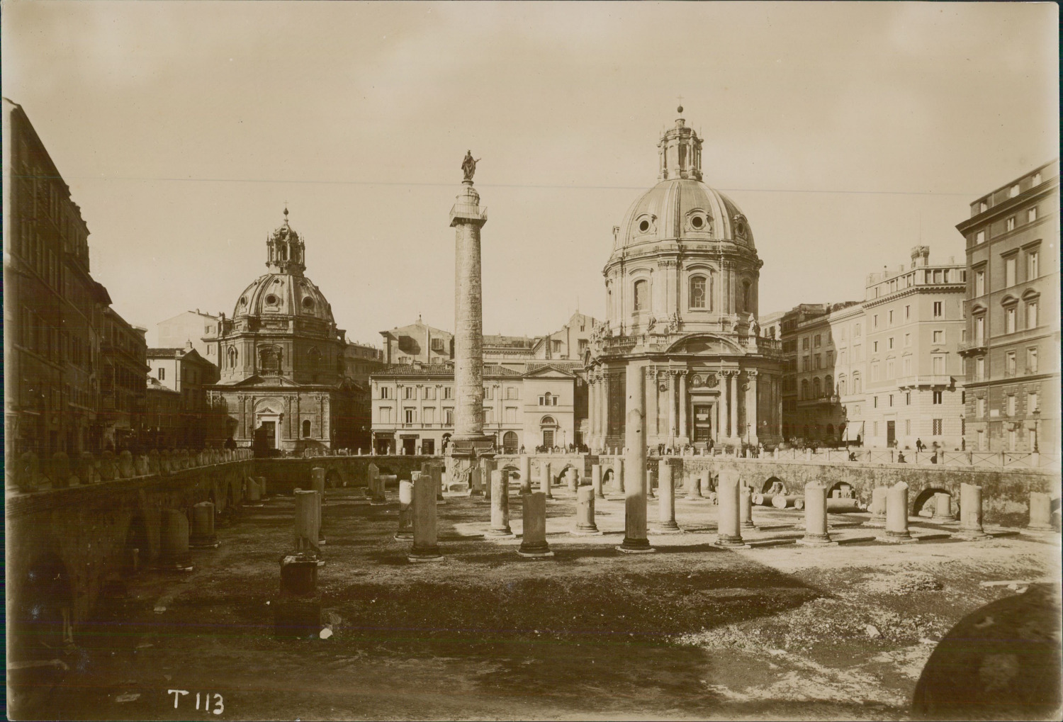 Italy, Rome, The Forum of Trajan (Foro di Traiano) circa 1900 vintage citrate print