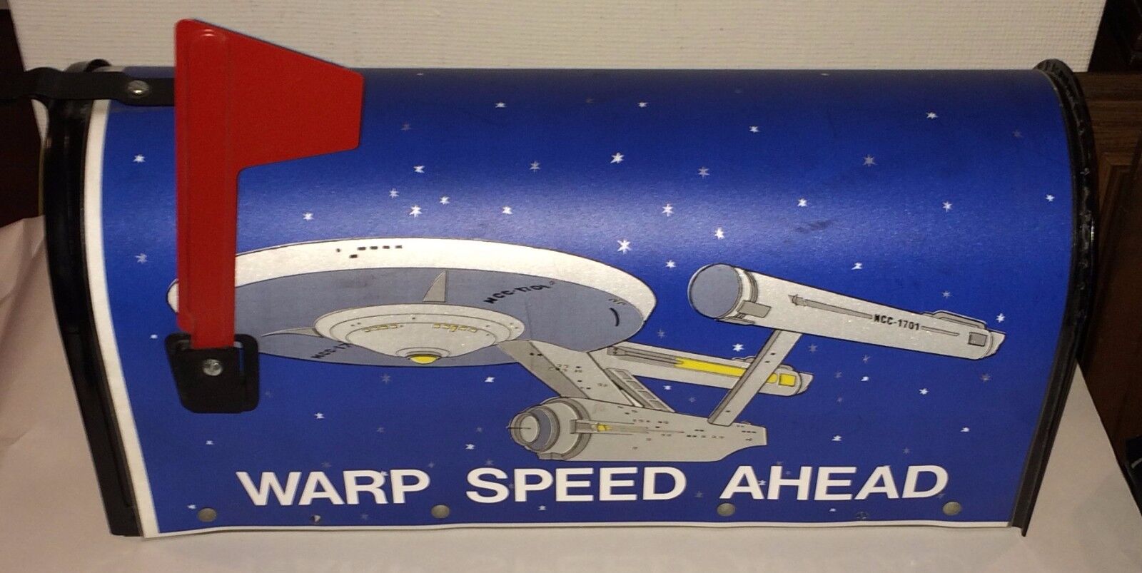 Vintage Star Trek U.S.S. Enterprise Warp Speed Ahead Mailbox Bacova