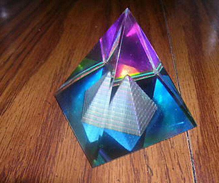 Magical Egypt Egyptian Lead Crystal Rainbow Pyramid Prism 50mm X 2 X 2 1/2 